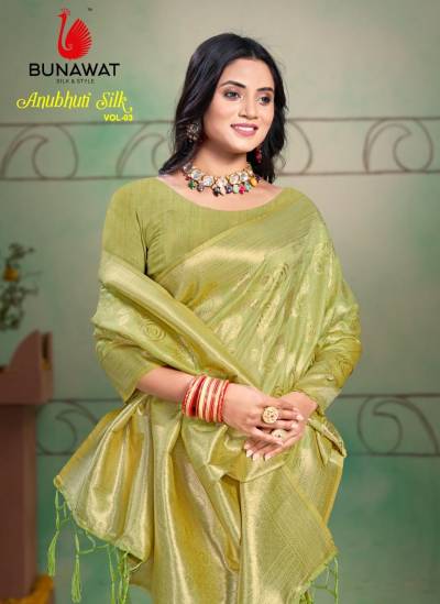 BUNAWAT ANUBHUTI SILK VOL-03 1001 TO 1006 DESIGNER SILK SAREE WHOLESALER IN INDIA